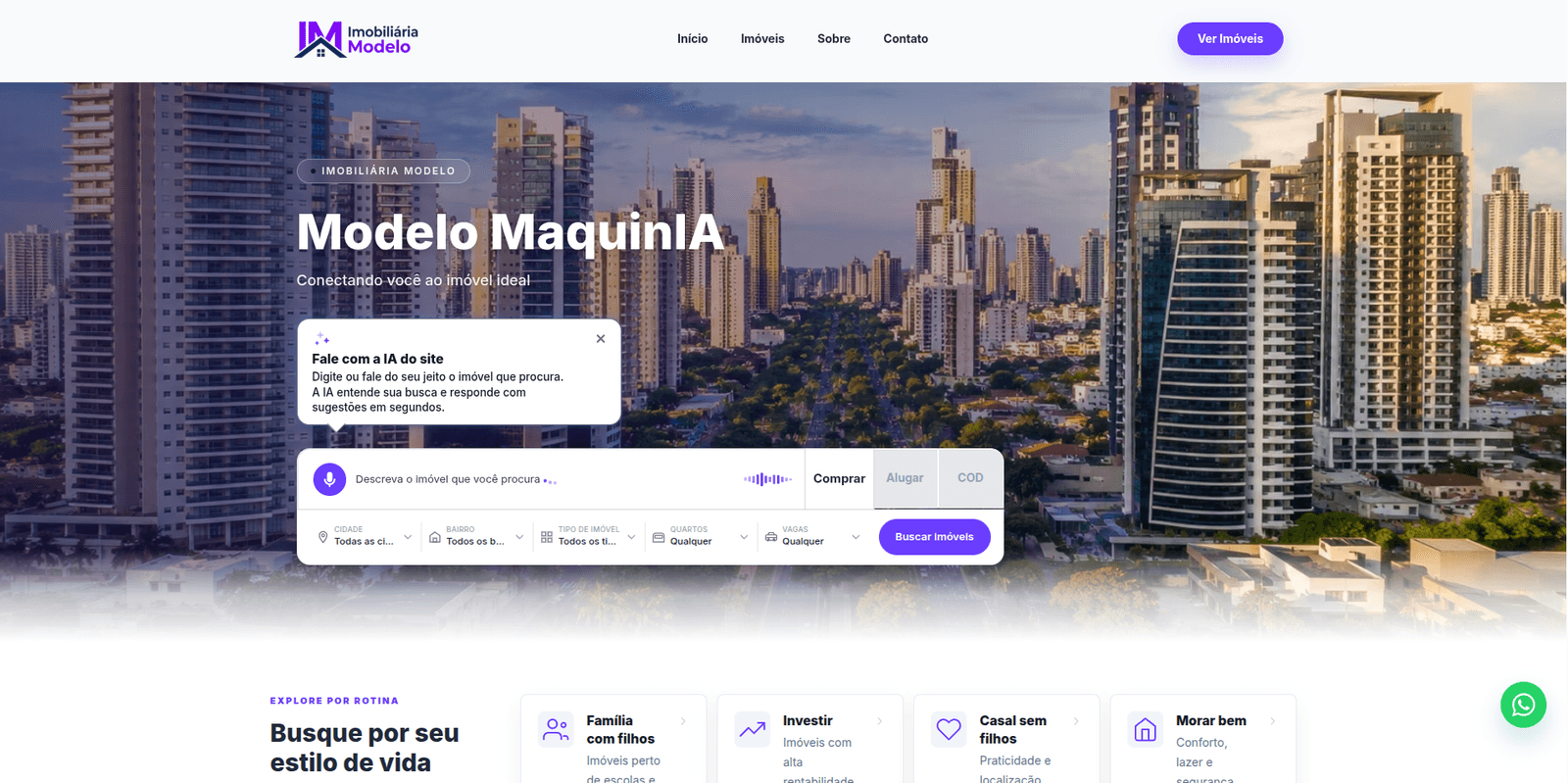 Tela do Sites Renderer
